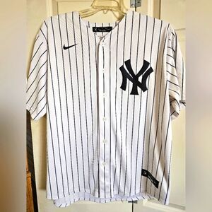 Nike White Pinstripe New York Yankees Men's Shirt/ Jersey LANGLEY 99 Size XL